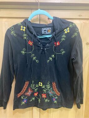 Jou Jou 90s style boho hoodie. No size tag. See desc for measurements